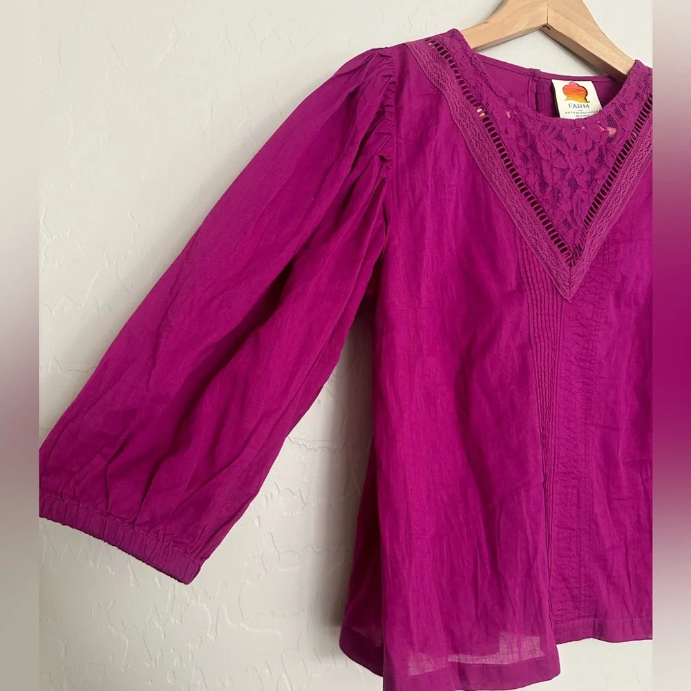 Farm Rio for Anthropologie Kelsie Peasant Blouse Size XXS Petite